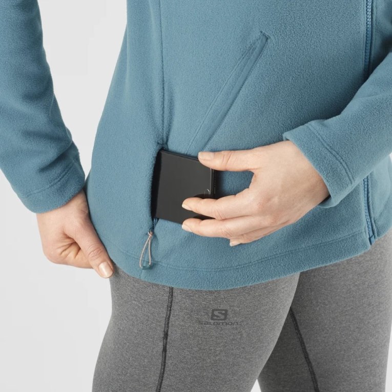 Salomon Essential Cosy Fleece Full Zip Women's Jackets Turquoise | CA 94D65